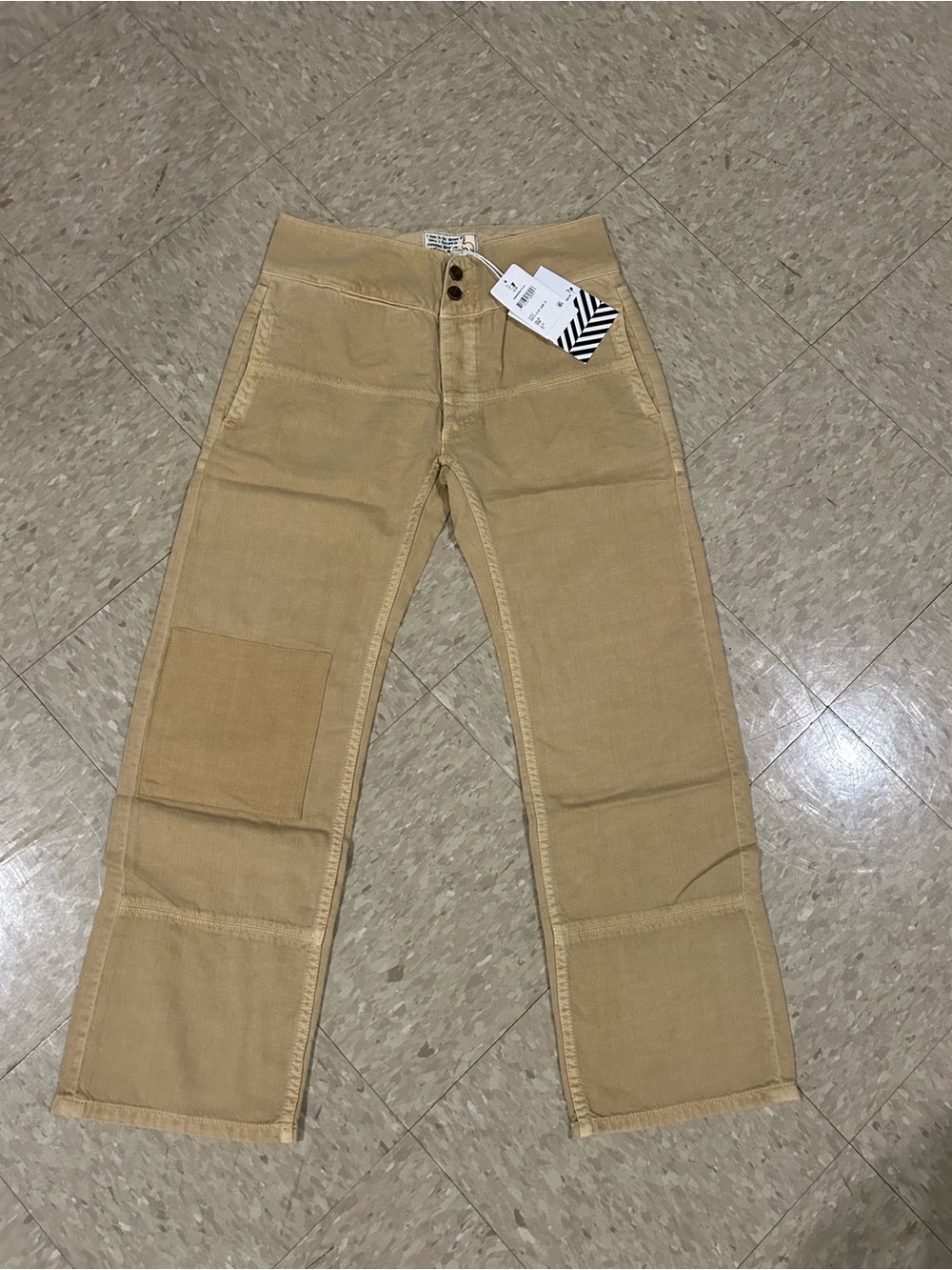 Women’s Patchwork Corduroy Jeans in Tan - Unbranded